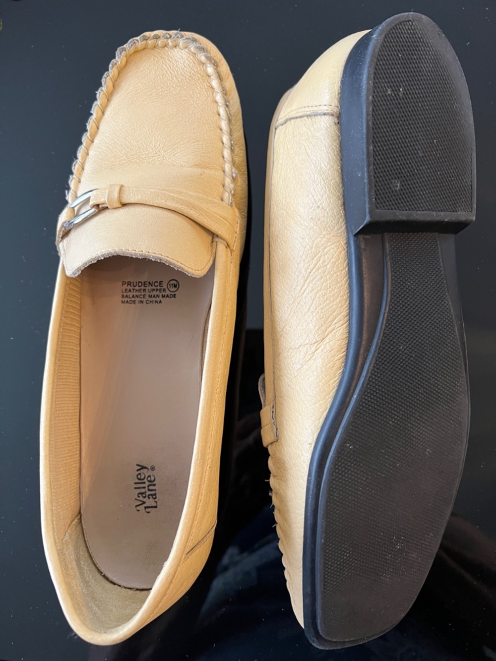 Valley Lane Women’s Butternut Leather Loafer Slip-Ons with Metal Bit